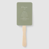 Elegant & Modern Sage Green Wedding programma Handwaaier (Achterkant)