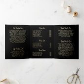 Elegant Modern Salon Black Gold Trifold Brochure Drieluik Kaart (Binnen)