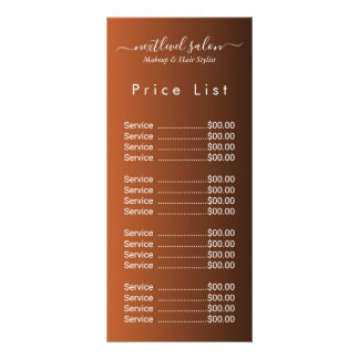Elegant Modern Salon Price List Rack Card Reclamekaart