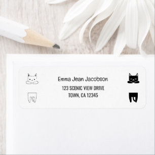 Elegant Modern Schattige Cats 2 foto's Retouradres Etiket