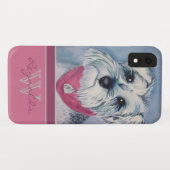 Elegant Modern Schnauzer w Fuchsia Monogram Naam Case-Mate iPhone Case (Achterkant (horizontaal))