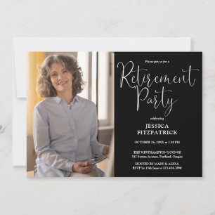 Elegant Modern Schrift Foto Pensioenfeest Kaart