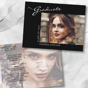Elegant modern script   2 Foto Afstuderen 2 Sided Briefkaart