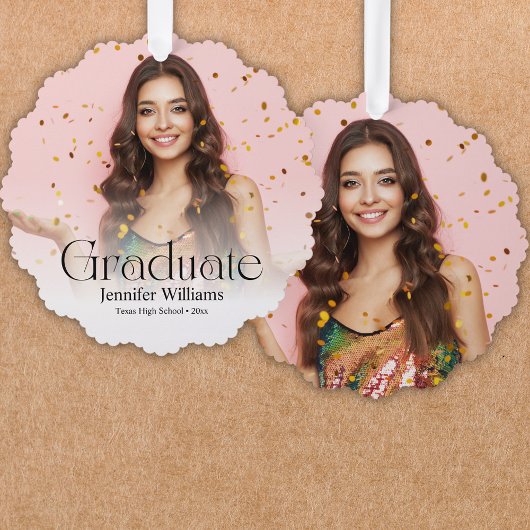 Elegant Modern Script 2 foto's Afstuderen Ornament Kaart