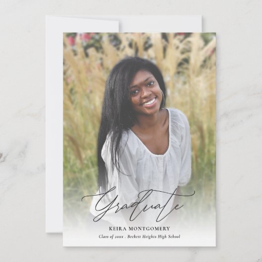 Elegant modern script 2 Photo Afstuderen Aankondiging (Voorkant)