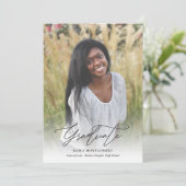 Elegant modern script 2 Photo Afstuderen Aankondiging (Staand voorkant)