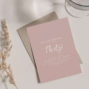 Elegant Modern Script 30th Birthday Dusty Pink Kaart