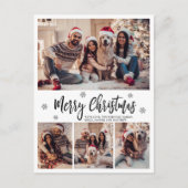 Elegant Modern Script 4 Fotocollage Kerstmis Briefkaart (Voorkant)