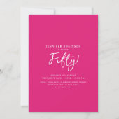 Elegant Modern Script 50th Birthday Hot Pink Kaart (Voorkant)