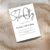 Elegant Modern Script 70th Birthday Invitation