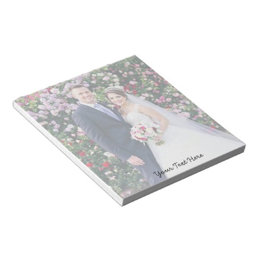 Elegant Modern Script Aangepaste foto & tekst brui Notitieblok (Schuin)