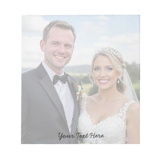 Elegant Modern Script Aangepaste foto & tekst brui Notitieblok (Voorkant)