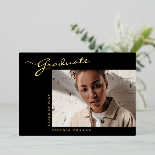 Elegant modern script | Aankondiging foto-Afstudee (Staand Voorkant)