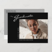 Elegant modern script | Aankondiging foto-Afstudee Briefkaart (Voorkant / Achterkant)