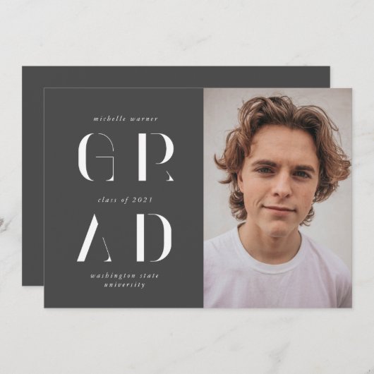 elegant modern script afstuderen aankondiging (Voorkant / Achterkant)