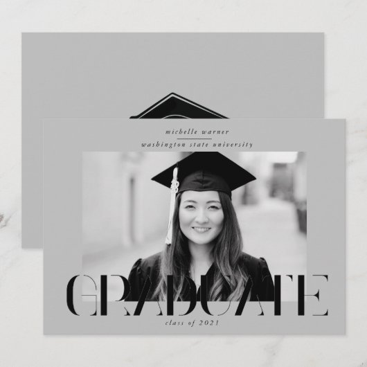 elegant modern script afstuderen aankondiging (Voorkant / Achterkant)