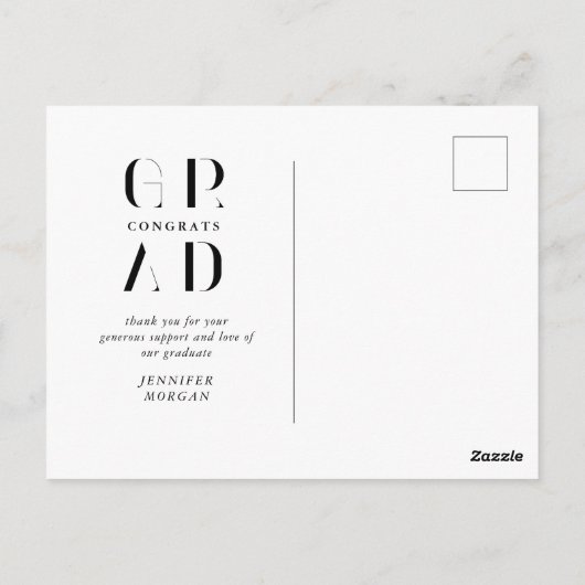 elegant modern script afstuderen aankondiging briefkaart (Achterkant)