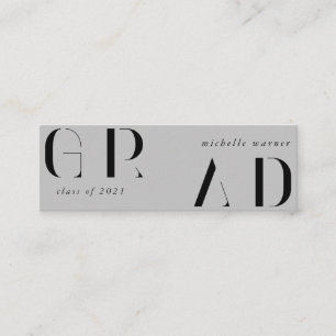elegant modern script afstuderen name card mini visitekaartje