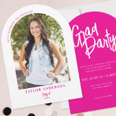 Elegant Modern Script Arch Foto Roze Afstudeerder  Kaart