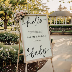 Elegant modern script babyshower welkomstbord poster