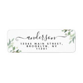 Elegant modern Script Black Achternaam Greenery Etiket (Voorkant)