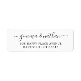 Elegant modern script Black Wedding Return Address Etiket