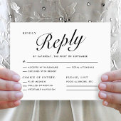 Elegant Modern Script Black White Menu Choice RSVP