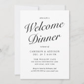 Elegant Modern Script Black + White Welcome Dinner Feestdagenkaart (Voorkant)