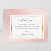 Elegant modern Script Blush Pink en Gold Bedankkaart (Voorkant / Achterkant)