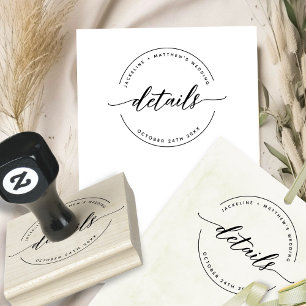 Elegant modern script, bruiloft, aangepaste "detai 	rubberstempel