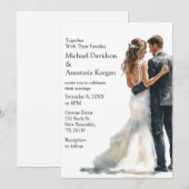 elegant modern script budget wedding invitation   notitiekaartje (Voorkant / Achterkant)