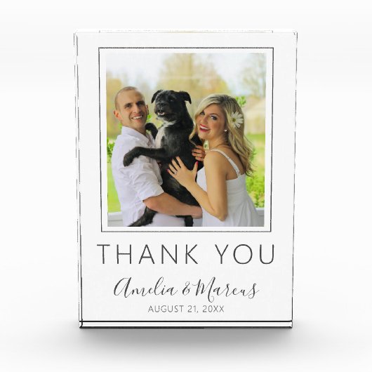 Elegant Modern Script Dank u voor uw bruiloft Fotoblokken (Voorkant)