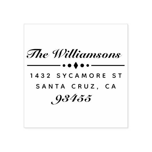 Elegant Modern Script Familienaam Retouradres Rubberstempel (Afrduk)
