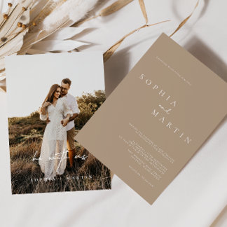 Elegant modern script Foto Classic Wedding Invita Kaart
