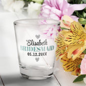 Elegant Modern Script Glitter Harten Bruidsfeest Shot Glas