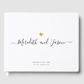 Elegant modern script Gold Heart Photo Weduwnaar Gastenboek (Voorkant)