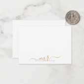 Elegant modern Script Gold Monogram Initialen Notitiekaartje (Voorkant / Achterkant in situ)