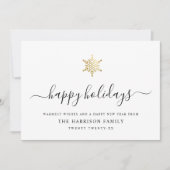 Elegant modern script Gold Snowflake Simple Feestdagenkaart (Voorkant)