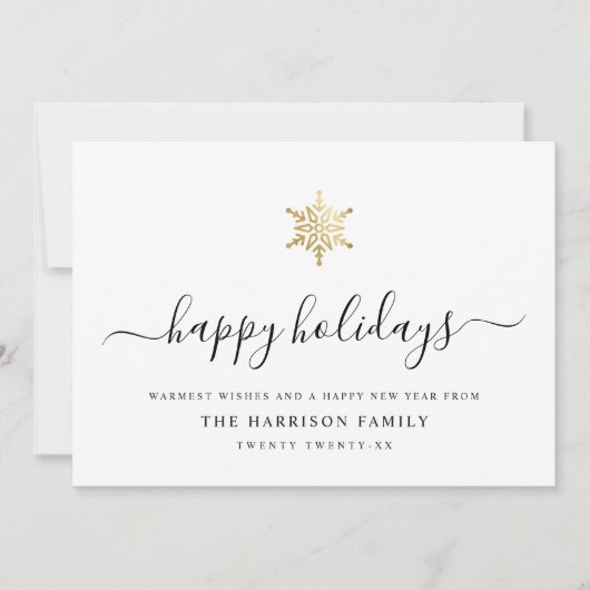 Elegant modern script Gold Snowflake Simple Feestdagenkaart (Voorkant)