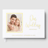 Elegant Modern Script Gouden Folie Foto Bruiloft Gastenboek (Voorkant)