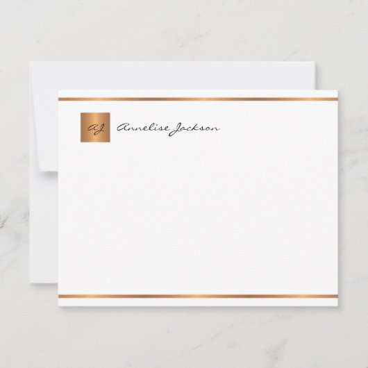 Elegant modern script goumonogram naam notitiekaartje (Voorkant)