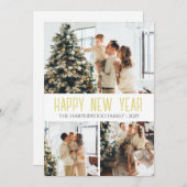 Elegant modern script Happy New Year 3 Collage Feestdagenkaart (Voorkant / Achterkant)