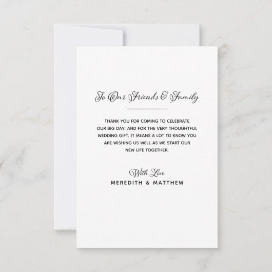 Elegant modern script — Hartelijk dank Bedankkaart (Achterkant)