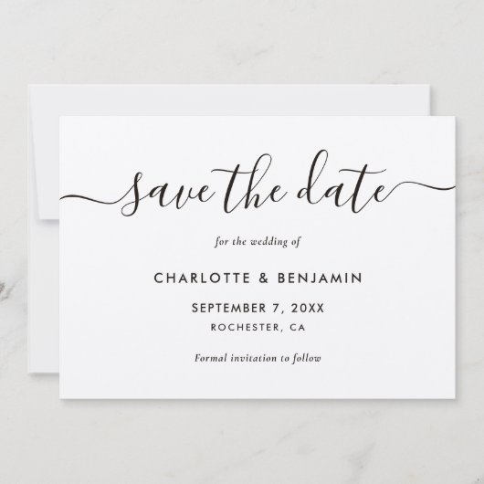 Elegant modern Script Kraft Paper Wedding Save The Date (Voorkant)