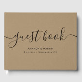 Elegant modern Script Kraft Wedding Gastenboek (Voorkant)