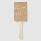 Elegant Modern Script Landelijk Kraft Huwelijkspro Handwaaier (Voorkant)