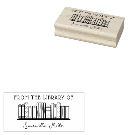 Elegant & Modern Script Library Custom Name Books Rubberstempel (Gestempeld)