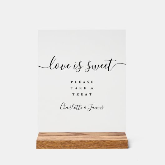 Elegant modern script liefde is zoete gunst acryl bord (Voorkant)