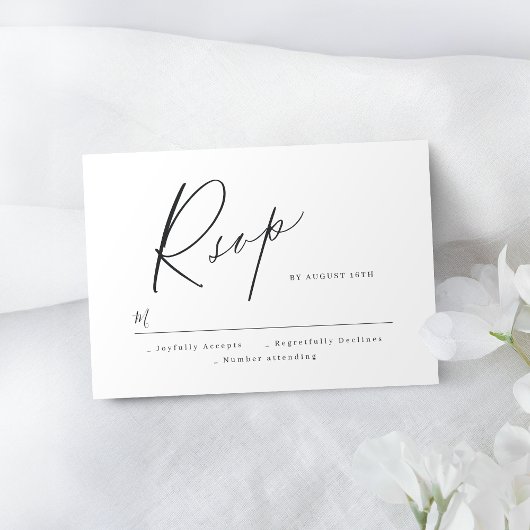 Elegant modern script minimalistisch bruiloft RSVP Kaartje
