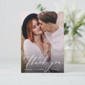 Elegant modern script minimalistische bruiloft dan bedankkaart (Staand voorkant)